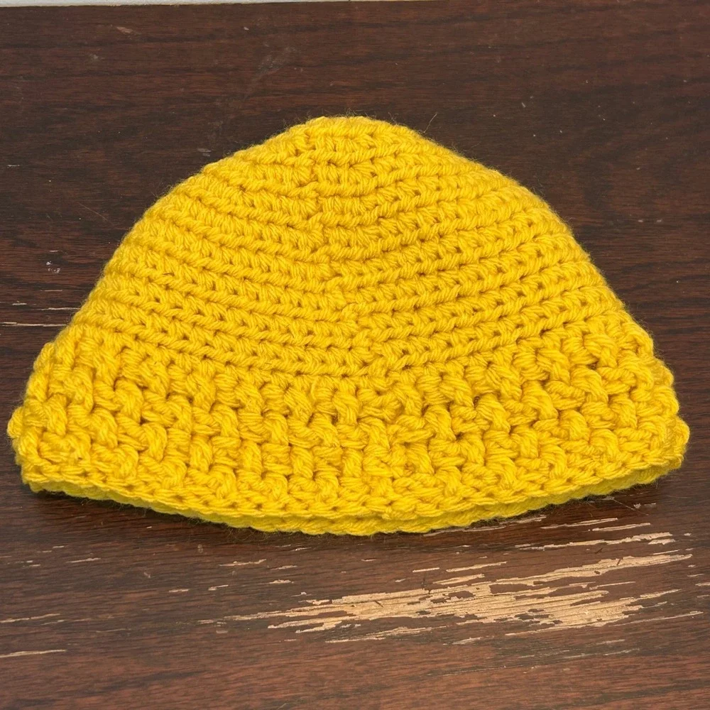Handmade‎ Crochet Chick Beanie Hat Yellow Knit Animal Bird Kids Baby Toddler